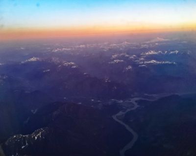 Flying over rivers and mountains near the Canadian border