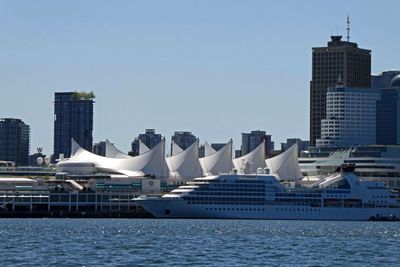 Canada Place is part of the Vancouver Cruise Terminal and is recognized by the fabric roofs resembling sails