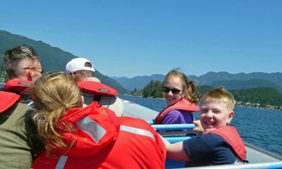 William and Maddie enjoying our zodiac adventure in Vancouver