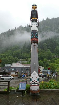 Wooshkeetaan clan totem pole in Juneau, Alaska