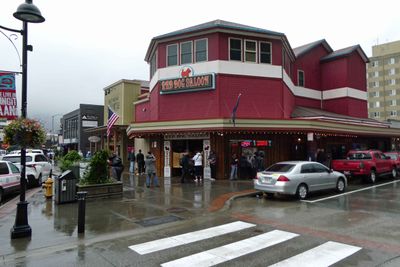 Historic Red Dog Saloon on a rainy day in Juneau, AK