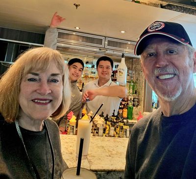Our favorite bartender, Tyrone, at the Panorama Bar aboard the Koningsdam