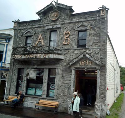 The AB Hall in Skagway is covered with 8,883 pieces of driftwood