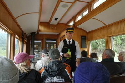 Conductor onboard the White Pass & Yukon Railroad car