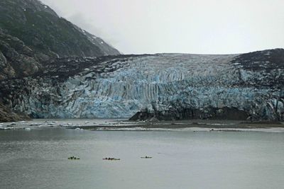 Kayaks provide a reference for the size of this glacier