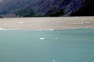 Clear dividing line of water near Marjorie Glacier