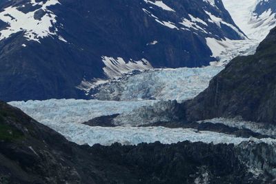Margerie glacier originates in the Fairweather Mountain Range and flows about 6 feet per day