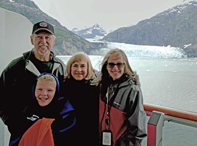 Bill, Susan, Maddie, William at Marjorie Glacier in Glacier National Park
