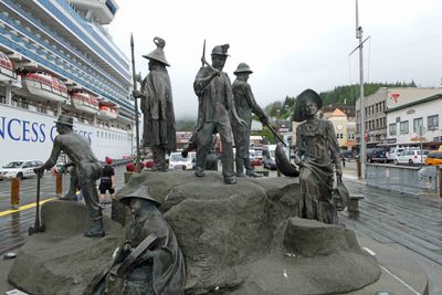 Another view of 'The Rock' statue in Ketchikan, AK
