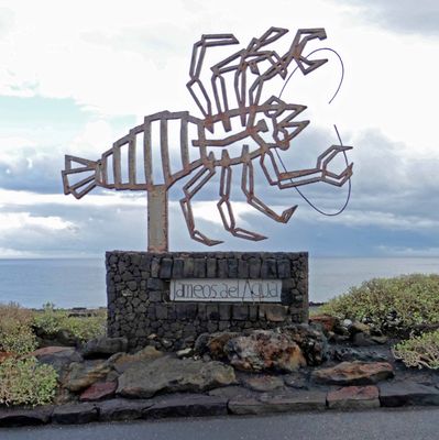 Sculpture of a Blind Albino Cave Crab at Jameos del Agua Volcanic Cave.JPG