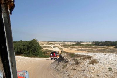 Driving on part of the car rally course near Lake Retba, Senegal.JPG