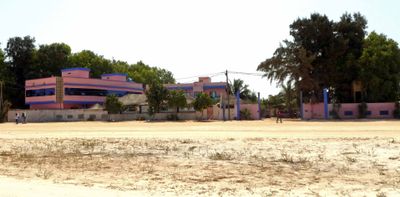 Resort on the shore of Lake Retba in Senegal.JPG