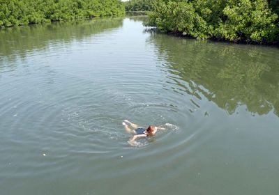 One brave soul swimming in the Gambia River.JPG