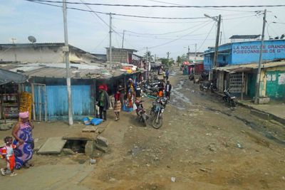 Most small village streets in West Africa are unpaved.JPG