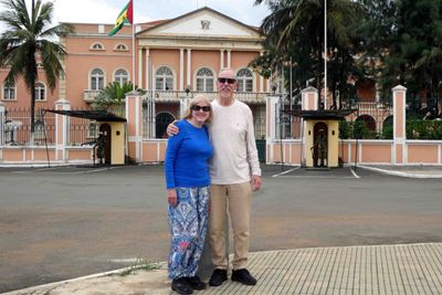 In front of the Presidential Palace of Sao Tome & Principe.JPG