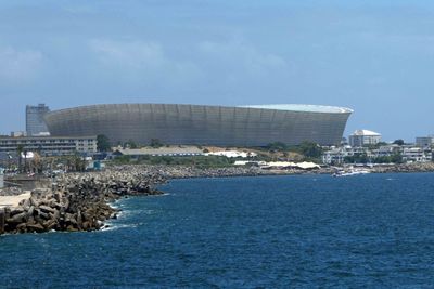 Sailing past Cape Town Stadium (constructed in 2009 for the 2010 FIFA World Cup).JPG