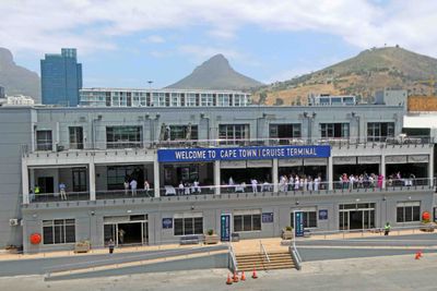Docked in Cape Town, South Africa with Signal Hill prominent in the background.JPG
