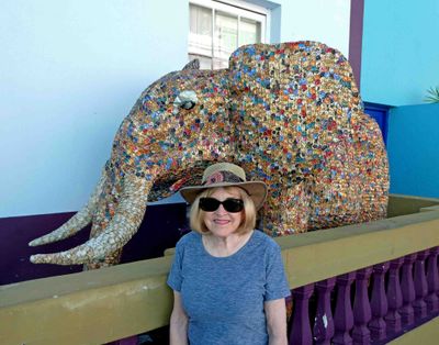 Elephant statue in Bo-Kaap made from recycled materials.JPG