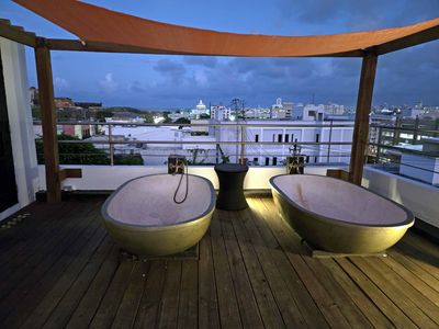 Rooftop tubs at CasaBlanca Hotel in Old San Juan