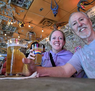 Enjoying the local beer at Los 3 Cuernos in Old San Juan
