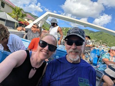 Aboard a sightseeing boat to Virgin Gorda, BVI