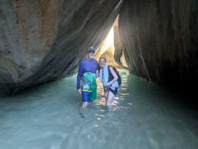 Bill & Barbara inside The Caves in Greater Baths National Park on Virgin Gorda