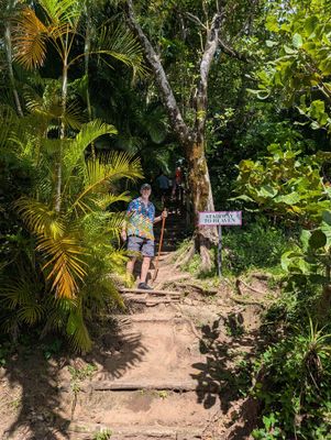 The 'Stairway to Heaven' leads to the peak of the Tet Paul Nature Trail in St. Lucia