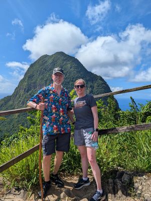 Looking at Gros Piton from the summit of Tet Paul Nature Trail in St. Lucia