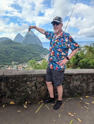 The Pitons of St. Lucia from the summit of Tet Paul Nature Trail
