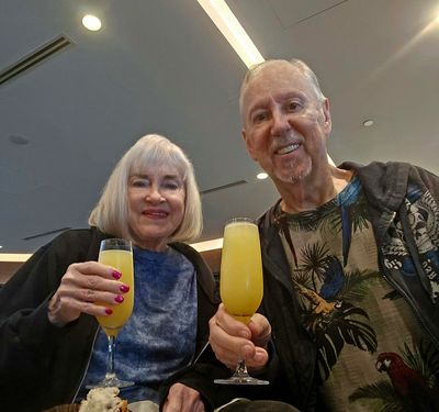 Mimosas and Grits waiting to board flight to Honolulu