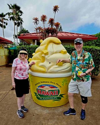 Eating Pineapple Swirl at Dole Plantation