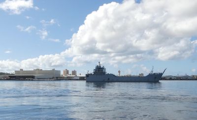 Watching US Army Logistics Support Vessel departing Pearl Harbor