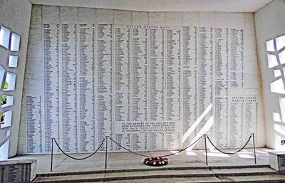 The 'Wall of Honor' at the USS Arizona Memorial contains the names of the 1,177 sailors and Marines who died on the USS Arizona 