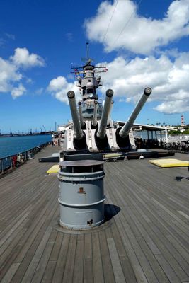 USS Missouri Main Battery Turret #1 consists of nine 16 inch guns with a range of up to 23 miles