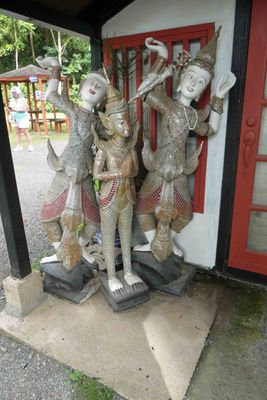 Statues on the grounds of Byodo-In Temple in Oahu
