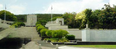 Stairs to the chapel at National Memorial Cemetery of the Pacific, Oahu, Hawaii