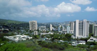 View of Honolulu from the rim of Punchbowl Crater