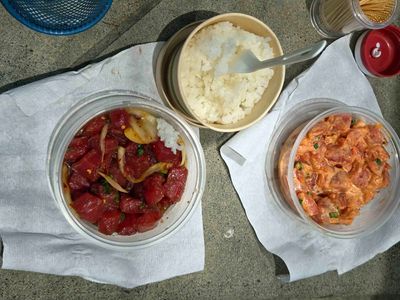 Poke bowls (diced raw fish in marinade or sauce) from TJ's Warehouse