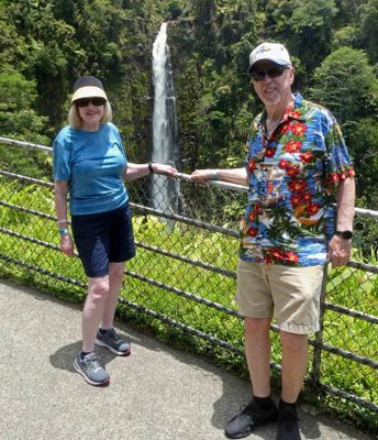 At the Akaka Falls Lookout on the Hilo side of the Big Island