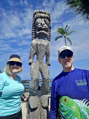 Image of one of the Hawaiian gods on Puʻuhonua o Hōnaunau National Historical Park