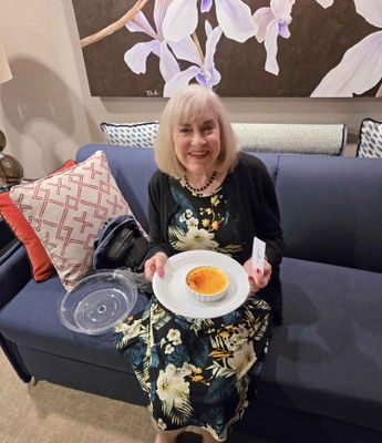 Susan was disappointed that there was no creme brulee on the menu so the chef had one sent to our suite