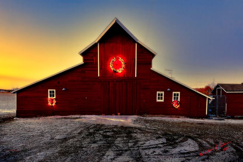unset on a barn all decorated for Christmas is a pleasant surprise when traveling the country roads.

An image may be purchased at edward-peterson.pixels.com/featured/christmas-barn-ed-pet...