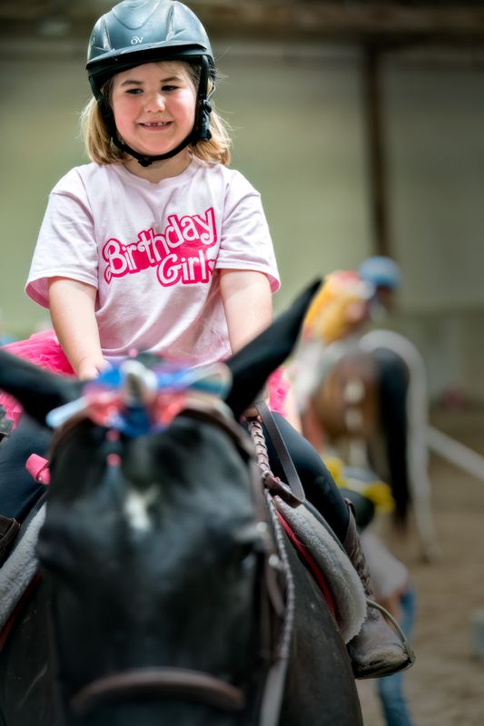 Her birthday was spent at her horse camp displaying what she had learned during the week.