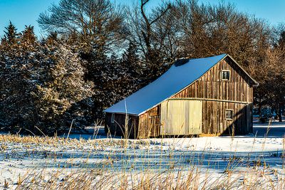 Clear Sky And Barn