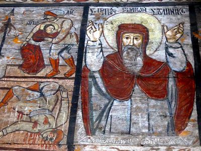 Wall paintings at St Nicholas Church in Budesti Josani