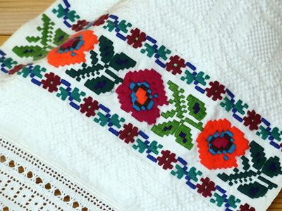 Hand made embroidery decorations in Breb hotel