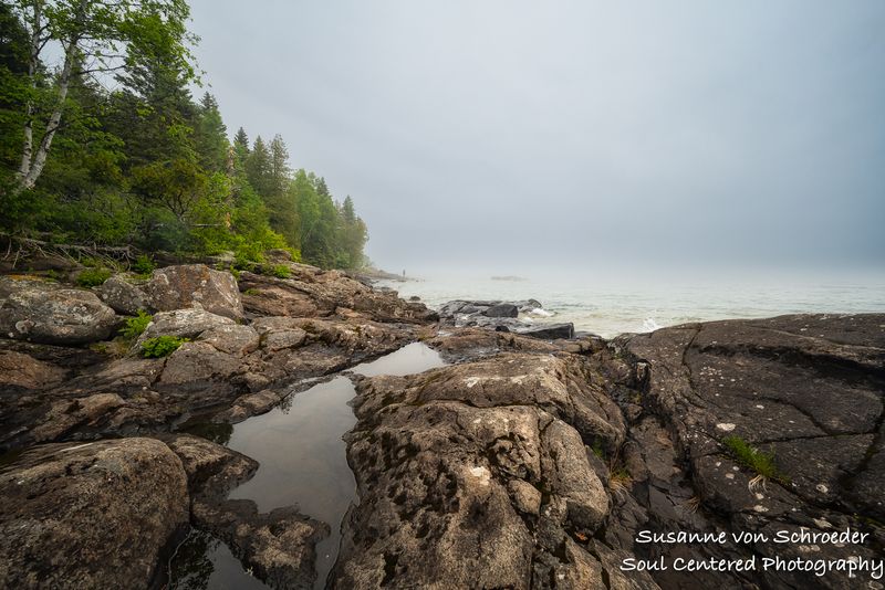 Foggy day at Lake Superior, north shore