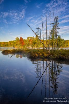 Fall colors at Audie Lake, reflections 1