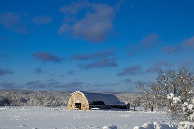 After the Ice & snowstorm, landscape with barn