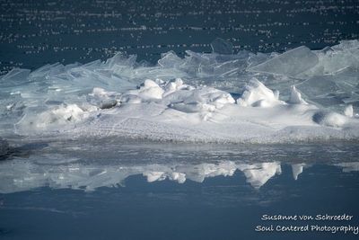 Lake Superior ice with reflections